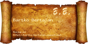 Bartko Bertalan névjegykártya